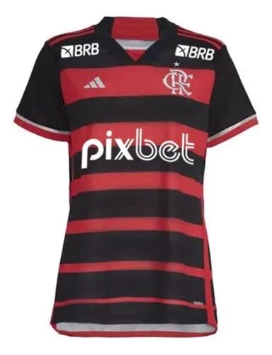 Manto Flamengo Feminina Jogo 1 adidas 2024 + Kit Patrocínio